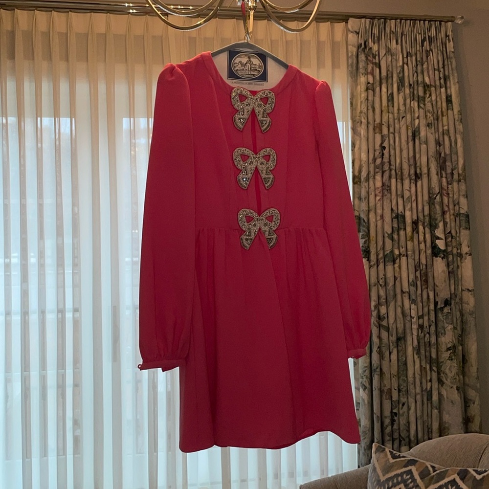 Saloni Camille crystal bow dress